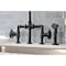 Kingston Brass KS2330RX Industrial Style Bridge Kitchen Faucet with Brass Sprayer, Matte Black KS2330RX - alternate 6